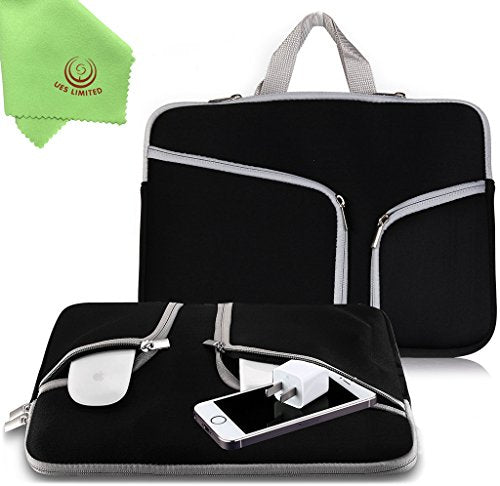 UESWILL Neoprene Soft Sleeve Bag Briefcase Compatible with 15 inch MacBook Pro/and Laptop up to 15.4 inch Ultrabook Chromebook Notebook Netbook Computer Tablet,(Black) - color: Black, size: 15-15.6 inches