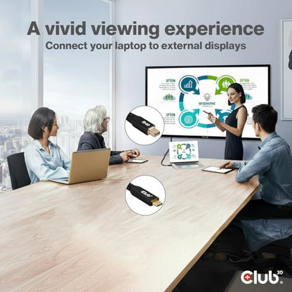 Club 3D Mini DisplayPort to USB C Cable 2m/6.6ft - DP 2.1 Certified 8K@30Hz 4K@240Hz Video Adapter for Mac PC Gaming Monitor- Bi-Directional Cable
