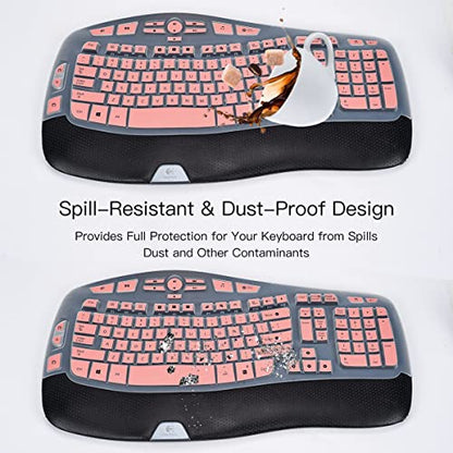 Keyboard Cover for Logitech K350 MK550 MK570 Wireless Wave Keyboard Cover Skin Protector, Logitech K350 MK550 MK570 Accessories, Pink - color: Pink