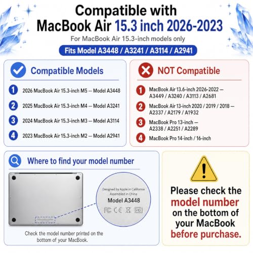 Batianda Case for MacBook Air 15" 2026 M5 M4 M3 M2 Chip, Let's Go Travel | 4-in-1 set with travel doodle design, slim hard shell protection for students, girls and vacation lovers - color: Let's Go Travel