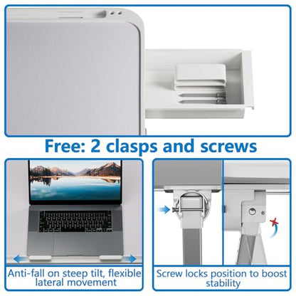 2 Pack Lap Desk Bundle, Cushioned Lap Pad & Adjustable Foldable Laptop Bed Tray, Fits Up to 17 Inch Laptops for Bed Couch Dorm