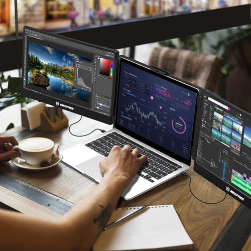 Maxfree Triple Laptop Screen Extender, S2 14" 1080P HD Portable Dual Monitor for 13.3-17″ Laptops, Plug & Play Monitor Extender Compatible with Windows/Mac/Surface/Android/Switch - style: S2