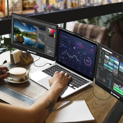 Maxfree Triple Laptop Screen Extender, S2 14" 1080P HD Portable Dual Monitor for 13.3-17″ Laptops, Plug & Play Monitor Extender Compatible with Windows/Mac/Surface/Android/Switch - style: S2