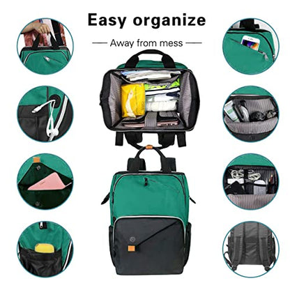 Hap Tim Womens Laptop Backpack, Travel Backpack for Women, Work bag, Nurse bag, Carry on Backpack, Nurses Week Gifts for Women（7651-MB） - color: Dark Green