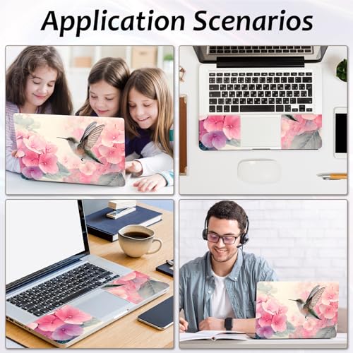 Laptop Skin 12.1-15.6 inch Removable Universal Reusable Laptop Sticker Decal,Waterproof No Residue Vinyl Cover,Scratch-Resistant Cuttable Full Wrap Sticker for Notebook, Pink Flower Hummingbird - color: Pink Flower Hummingbird