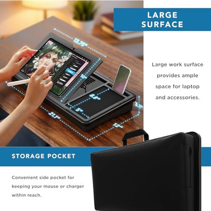 LAPGEAR Ergonomic Pro Lap Desk - Black, Fits 15.6" Laptops - color: Black, size: Ergonomic Pro 2.0