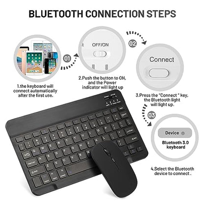 Ultra-Slim Bluetooth Keyboard Portable Mini Wireless Keyboard Rechargeable for Apple iPad iPhone Samsung Tablet Phone Smartphone iOS Android Windows (10 inch Black) - color: black