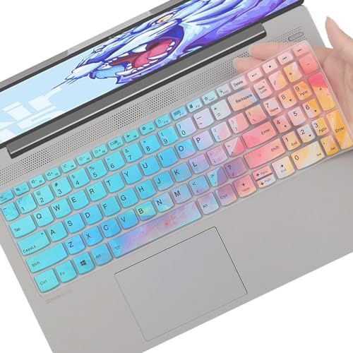 Keyboard Cover Skin for Lenovo IdeaPad 1/IdeaPad 1i 15.6 inch Laptop 15ADA07 15IAU7 15ALC7 15IJL7, Lenovo IdeaPad 1 15AMN7 15IGL7 15.6, Lenovo V15 Series 15.6" US, Stylish Colorful - color: Stylish Colorful