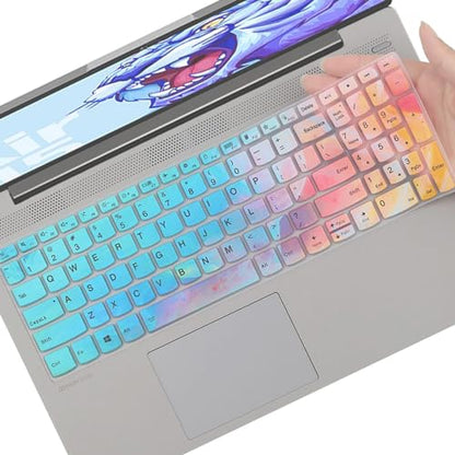 Keyboard Cover Skin for Lenovo IdeaPad 1/IdeaPad 1i 15.6 inch Laptop 15ADA07 15IAU7 15ALC7 15IJL7, Lenovo IdeaPad 1 15AMN7 15IGL7 15.6, Lenovo V15 Series 15.6" US, Stylish Colorful - color: Stylish Colorful