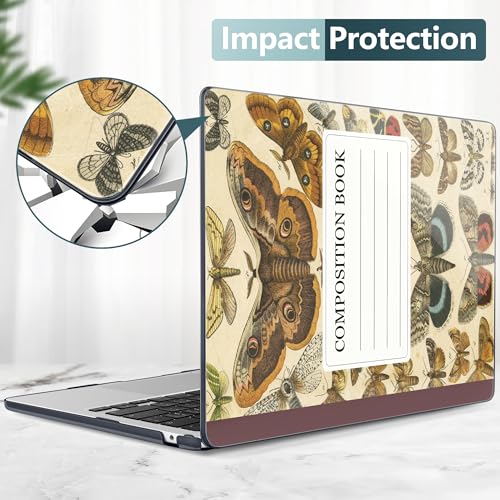for MacBook Air 13 Inch (13.6 Inch) Case, M5/M4/M3/M2 Chip 2026 2025 2024 2023 2022, Hard Plastic Printed Cover with Screen Protector & Keyboard Cover & Dust Plugs, Retro Composition Book - color: Retro Composition Book