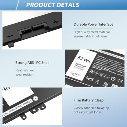 Latitude E5470 E5570 Battery 6MT4T Battery Replacement for Dell Latitude 14 5470 E5470 15 5570 E5570 Precision 15 3510 M3510 Series Notebook 7V69Y TXF9M 79VRK HK6DV 07V69Y（7.6V 62WH） - style: 6MT4T
