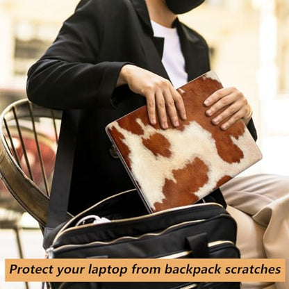 12.1”-15.6” Laptop Skin Sticker (Fits 13”, 13.3”, 14”, 15”, 15.4”) | Reusable Universal Protective Vinyl Art Decal Cover | Waterproof & Scratch-Resistant |Cow Hide Animal Print Brown - color: Cow Hide Animal Print Brown
