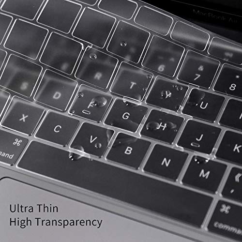 CaseBuy Premium Ultra Thin Keyboard Cover for 2019 2018 Release MacBook Air 13 Inch A1932 with Touch ID Soft-Touch TPU Keyboard Protective Skin - color: Clear, size: MacBook Air 13"(2019-2018)