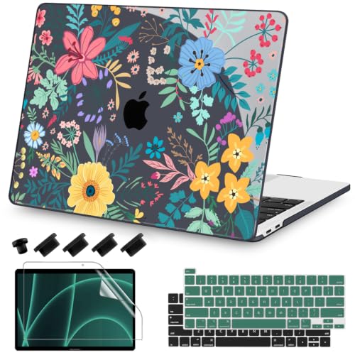Teryeefi for MacBook Pro 13 Case 2022 2021 2020-2016 Release A2338 M2/M1 A2251 A2289 A2159 A1989 A1706, Laptop Hard Shell with Keyboard Cover & Trackpad Film & Type C Adapter, Colorful Floral 136 - color: Colorful Floral 136