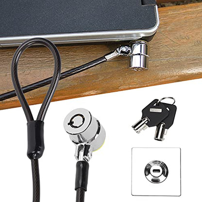 Laptop Lock Galvanized Steel Security Cable 2m Length 180 Degree Rotation for Notebook Monitor Projector Office Dormitory Public, 360 Dual Shaft Universal Keyhole Compatible