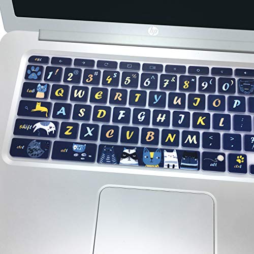 Silicon Keyboard Cover Skin for HP Chromebook 11 x360 11.6", Chromebook 11 G2/G3/G4/G5/G6 EE/G7 EE 11.6’’, HP Chromebook 14-ca 14-ak 14-X Series,HP Chromebook 14 G2 G3 G4, Cat - color: Cat