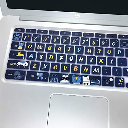 Silicon Keyboard Cover Skin for HP Chromebook 11 x360 11.6", Chromebook 11 G2/G3/G4/G5/G6 EE/G7 EE 11.6’’, HP Chromebook 14-ca 14-ak 14-X Series,HP Chromebook 14 G2 G3 G4, Cat - color: Cat