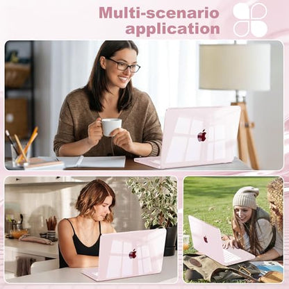 Compatible with MacBook Neo 13 inch Case 2026, Ultra-Thin Hard Shell Case & Keyboard Cover & Screen Protector & USB 3.0 Adapter, Crystal Blush - color: Crystal Blush