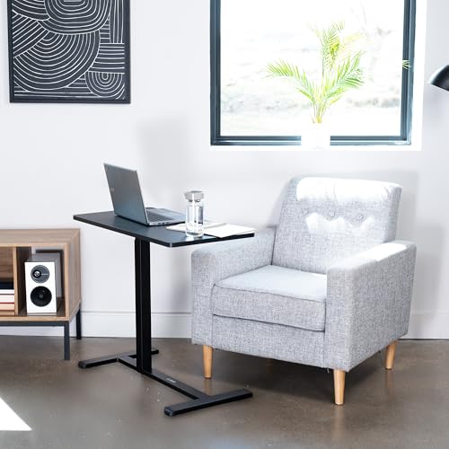 VIVO Black Mobile 32 x 16 inch Over Couch Laptop Table, CART-V02L | Height Adjustable Bedside Desk for Recliner, Laptop Cart with Hidden Caster Wheels, Holds 17.6 lbs - color: Black, size: 32 x 16 inch
