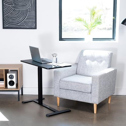 VIVO Black Mobile 32 x 16 inch Over Couch Laptop Table, CART-V02L | Height Adjustable Bedside Desk for Recliner, Laptop Cart with Hidden Caster Wheels, Holds 17.6 lbs - color: Black, size: 32 x 16 inch