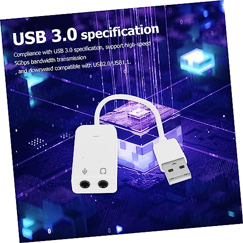 Mikikit 2pcs USB External Sound Card Adapter Practical Audio Converter for Laptop Desktop No Driver Needed Supports Headphones Microphones High Noise Reduction Compact Design