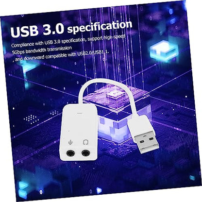 Mikikit 2pcs USB External Sound Card Adapter Practical Audio Converter for Laptop Desktop No Driver Needed Supports Headphones Microphones High Noise Reduction Compact Design