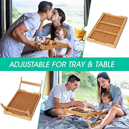 Artmeer FSC 100% Bamboo Bed Trays, Medium, 2-Pack, Natural | Two FSC 100% bamboo bed trays with folding legs and handles for meals, reading, laptops and serving in bed. - color: Bamboo, size: Medium (Pack of 2)