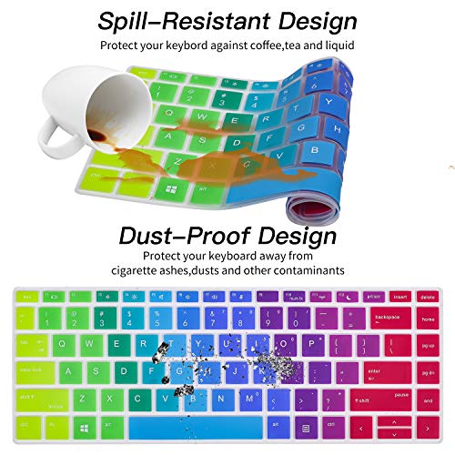 Colorful HP ProBook Keyboard Cover for 14 inch HP ProBook 440 G5 G6 G7, HP ProBook x360 440 G1 14", HP ProBook 430 G5 14", HP ProBook 640 G4 G5 14" Notebook Skin(Not Fit ProBook 440 445 G11), Rainbow - color: Rainbow