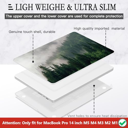 CISSOOK Compatible with MacBook Pro 14 inch Case 2026-2021 M5 M4 M3 M2 M1 | A3434 A3427 A3426 A3112 A3185 A3401 A2918 A2992 A2779 A2442, 5in1 Kit Hard Shell Case, Scratch Resistant, Forest - color: Forest