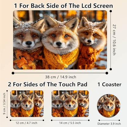 Laptop Skin Sticker Decal 15.6 Inch,12 13 13.3 14 15 15.6 in Laptop Netbook Skins for Notebook,Art Decal Removable Waterproof Scratch Resistant,Universal Vinyl Cover,Cute Fox Winter - color: Cute Fox Winter