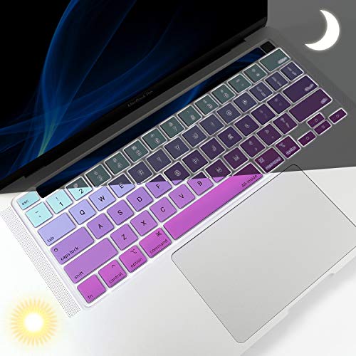 Allinside Soft Silicone Keyboard Cover for MacBook Pro 13 inch (A2338 M1 A2251 A2289, 2020–2023) & MacBook Pro 16 inch (A2141, 2019–2020) with Touch Bar & Touch ID, US Layout, Ombre Blue Pink - color: 03 Ombre Blue Pink, size: 2019-2020 Macbook Pro 13/16