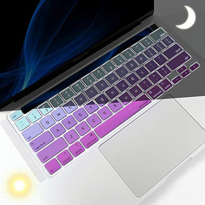 Allinside Soft Silicone Keyboard Cover for MacBook Pro 13 inch (A2338 M1 A2251 A2289, 2020–2023) & MacBook Pro 16 inch (A2141, 2019–2020) with Touch Bar & Touch ID, US Layout, Ombre Blue Pink - color: 03 Ombre Blue Pink, size: 2019-2020 Macbook Pro 13/16