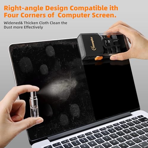 Keyboard Cleaning Kit, All-in-One Laptop & Computer Screen Cleaner, Black | Multi-function Electronic Cleaner, Soft Bristle Brush, Computer Screen-safe Spray, Compact, for MacBook, iPad, iPhone, earbud - color: Black