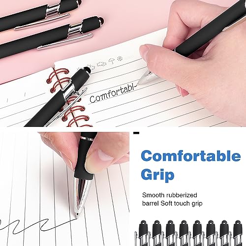 Bribobo 8 Pack Ballpoint Pen 2-in-1 Stylus, 1.0 mm Black Ink | Retractable Metal Pen With Stylus Tip for Touch Screens - color: 8 Black