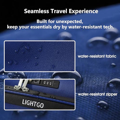 LIGHTGO 3 Piece Set Ultra Lightweight Softshell Suitcase with TSA Lock & 360° Silent Wheels - Water-Resistant, Expandable Luggage in 20in, 24in, 28in Sizes for Easy Travel(Navy Blue) - color: Navy blue, size: 3 pack