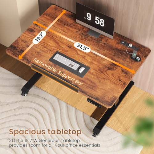 SEDETA 31.5 Inches Electric Standing Desk, 180° Tiltable Mobile Rising | Computer Desk Height Adjustable with Wheels for Drawing/Writing/Gaming/Study/Home Office/Small Space, Rustic Brown - color: Rustic Brown, size: 31.5 x 19.7 Inches