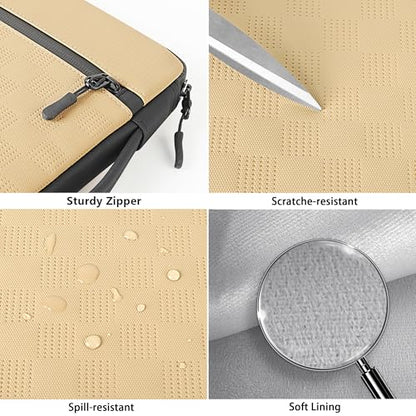 DOMISO 14 Inch Laptop Sleeve with Handle, Waterproof Protective Case for Most 14” Laptops Including MacBook Pro, HP Spectre, Lightweight & Shockproof, Beige - color: Beige, size: 14 inch
