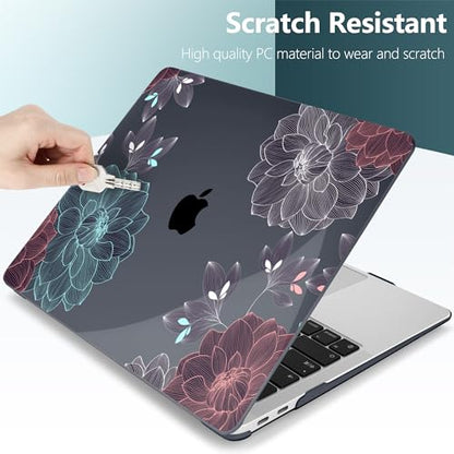 DONGKE Compatible with MacBook Air 13 inch Case 2021 2020 2019 2018 Release A2337 M1 A2179 A1932 with Retina Display Touch ID, Plastic Hard Shell & Keyboard Cover - Dahlia Flowers - color: Dahlia Flowers X540