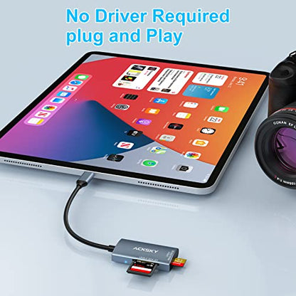USB-C 4.0 Card Reader - Supports SD/SDHC/SDXC & Micro SDHC/SDXC/MMC UHS-I/II, for iPhone, iPad, MacBook Pro & Samsung S22