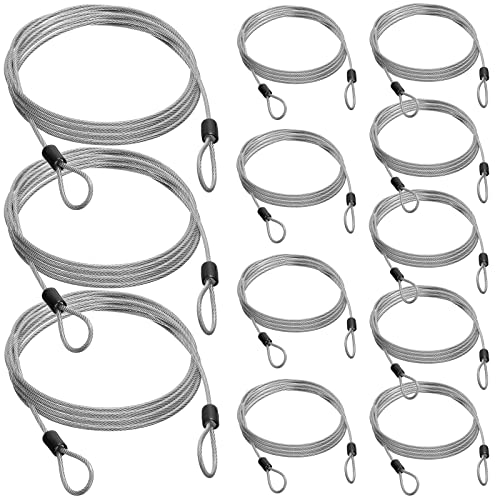 12 Pack Security Cable Luggage Lock with Loops 4ft 3mm Braided Steel Coated Bike Cable Wire Double Loop Anti Theft Safety for U Lock, Padlock and Disc - color: Clear, size: 4 ft
