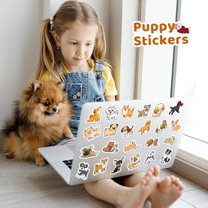 65 Pcs Cute Dogs Water Bottle Stickers for Kids, Vinyl Waterproof Animal Decals for Classroom School, Students Teachers Supplies Prizes for Kids Teen Girls - color: Non-luminescent-356kshr