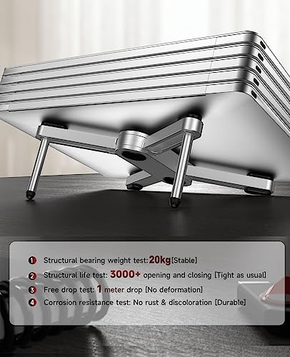YICOSUN New Concept Laptop Stand - Adjustable Ergonomic Aluminum Riser for MacBook Pro/Air up to 15.6” - Foldable & Portable Computer Stand for Desk, Students, Office, Travel, Gaming - Gray - color: Grey