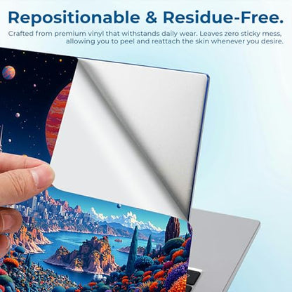Reusable Universal Laptop Skin Sticker, Cut to Fit for 11.6–15.6 Inch Laptops, Waterproof Protective Film, No-Residue - Cosmic Journey - color: Cosmic Journey