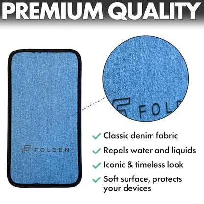 Airplane Phone Holder - Foldable Phone Stand for Plane Travel | Blue Denim,Tabletop Mount Desk, Plane Tray Seat back, Treadmill, Fits iPhone Cell Phone, 9 x 4.3 in - color: Denim, size: Large