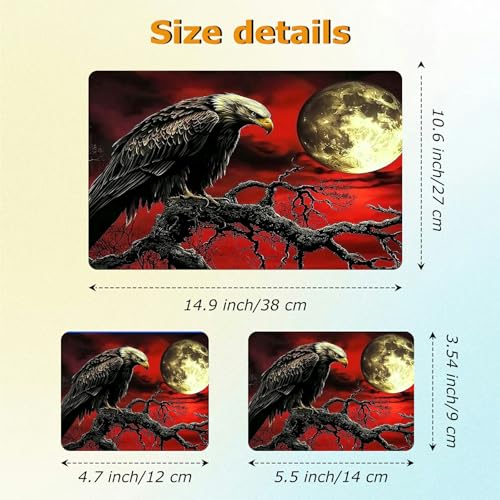 Universal Laptop Skin Sticker with 2 Wrist Pad Decals, 3-Piece Removable Vinyl Laptop Cover, Dark Moon Crow Waterproof Anti-Scratch, Easy-Trim Fit for 13.3" 14" 15.6" Laptops - color: Dark Moon Crow