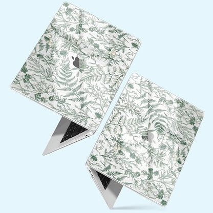 for MacBook Pro 13 inch Case 2022 M2 A2338 2020 Release– Fashionable Lightweight Floral Design Transparent HD Clear Laptop Shell, with TPU Keyboard Cover & OTG Adapters, Green Branches - color: Green branches