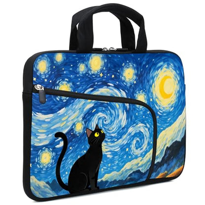 15Inch Laptop Sleeve Carrying Bag with Handle， Front Pocket for Placing Power Adapter and Mouse for men women - color: Cat-1