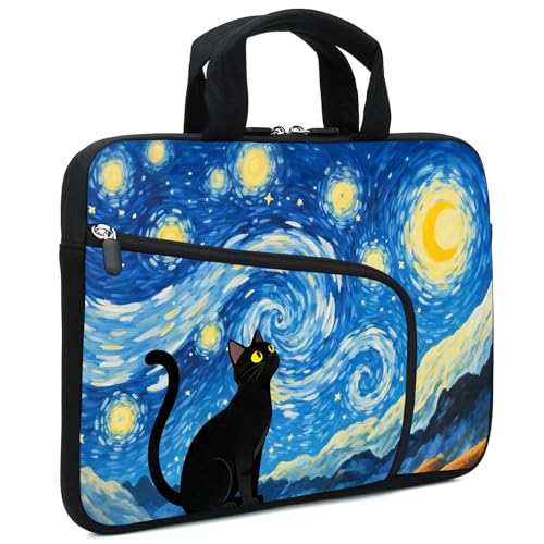 15Inch Laptop Sleeve Carrying Bag with Handle， Front Pocket for Placing Power Adapter and Mouse for men women - color: Cat-1