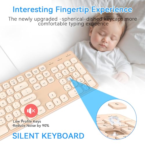 Wired USB Keyboard, Comfortable Quiet Chocolate Keys, Durable Ultra-Slim Computer Keyboard Wired(QWERTY) for PC, Windows 11/10/8/7/XP (Milk Tea, Wired Keyboard for Windows) - color: Milk Tea