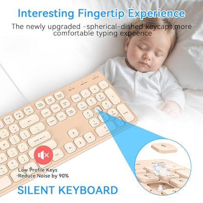 Wired USB Keyboard, Comfortable Quiet Chocolate Keys, Durable Ultra-Slim Computer Keyboard Wired(QWERTY) for PC, Windows 11/10/8/7/XP (Milk Tea, Wired Keyboard for Windows) - color: Milk Tea